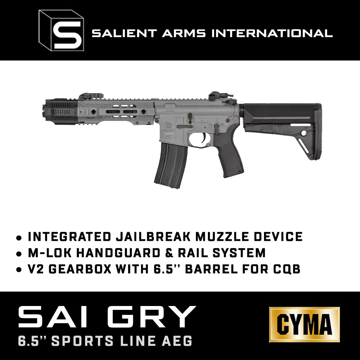 SAI GRY Jailbreakタイプ AR-15 M-LOKハンドガード Licensed SAI GRY 6.5